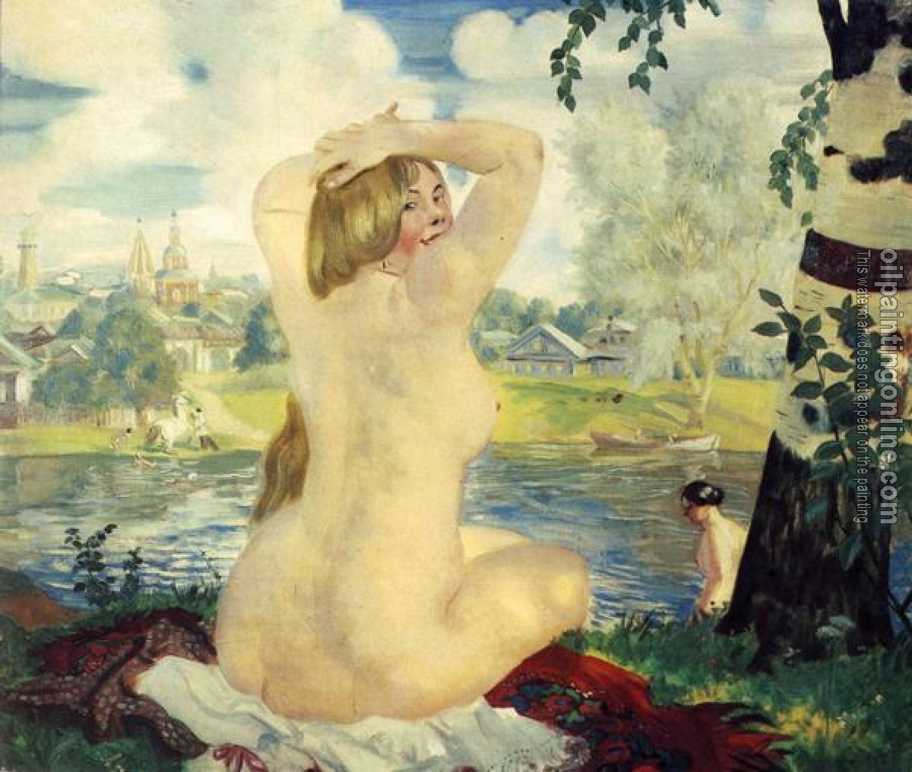 Kustodiev, Boris - Bathing